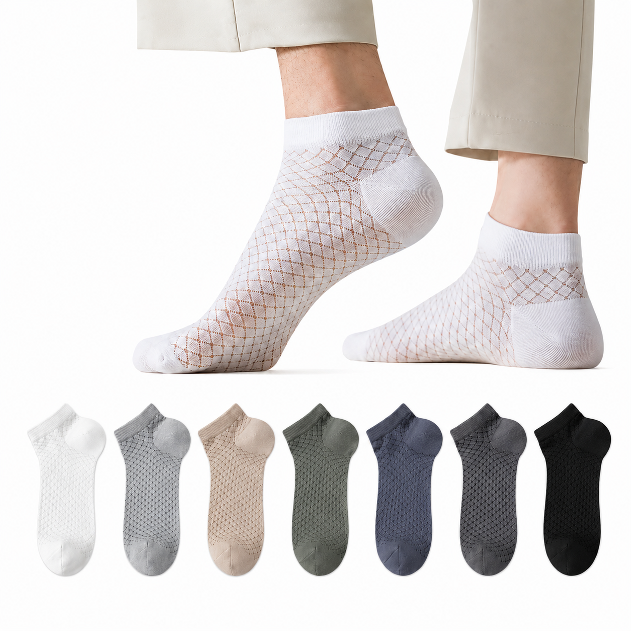 Premium Net Ankle Socks (Pack Of 7)